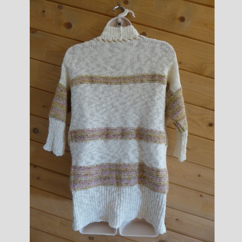 American Rag Cream Brown Open Knit Wrap Cardigan M - Picture 4 of 7